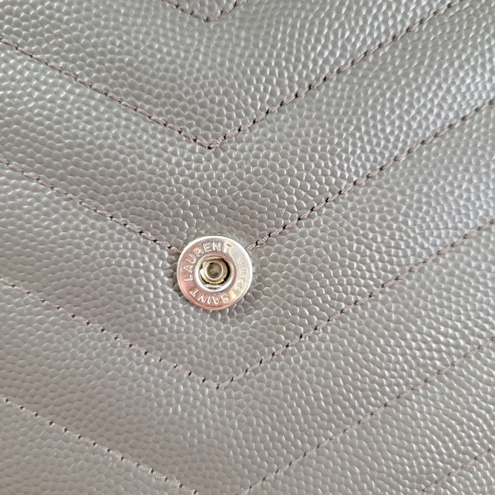 Saint Laurent Crossbody Bag Large Wallet on Chain‎ Gray YSL Monogram Cassandre - Picture 9 of 16